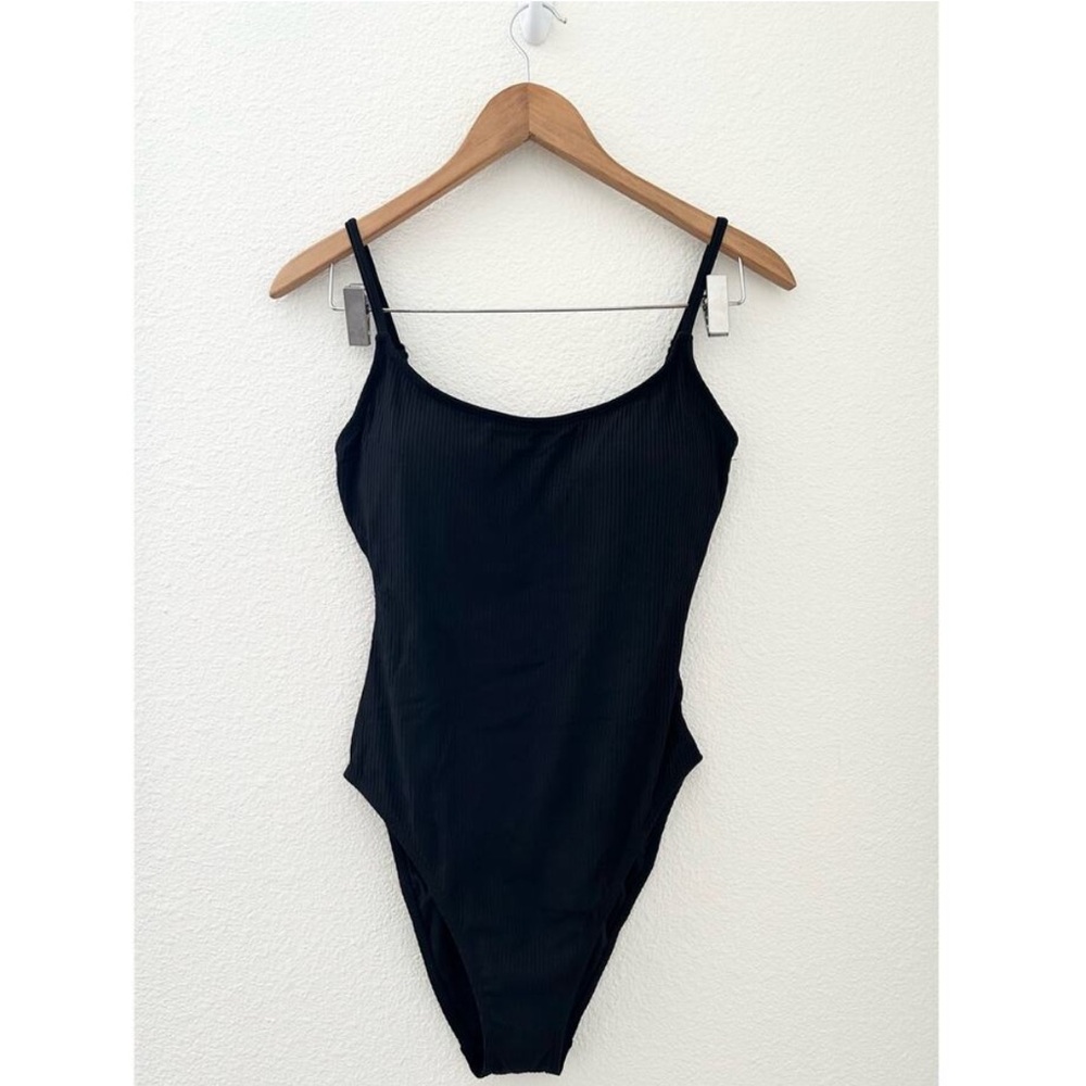 Andie Swim the Amalfi Ribbed One Piece in Black Large Tall NWT